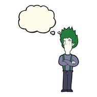 cartoon vampire man with thought bubble N88