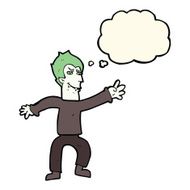 cartoon vampire man with thought bubble N89