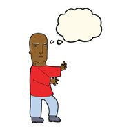 cartoon tough man with thought bubble N13