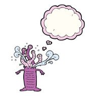 cartoon monster with thought bubble N35