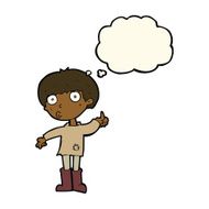 cartoon boy asking question with thought bubble N11