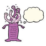 cartoon monster with thought bubble N36