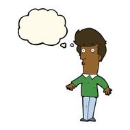 cartoon startled man with thought bubble N31