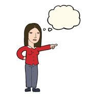 cartoon woman pointing with thought bubble N164