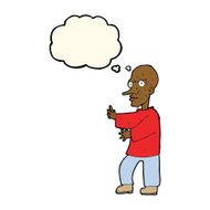 cartoon mean looking man with thought bubble N7