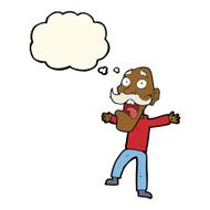 cartoon shocked old man with thought bubble N21