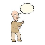 cartoon mean looking man with thought bubble N8