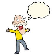 cartoon shocked old man with thought bubble N23
