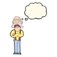 cartoon shocked old man with thought bubble N24