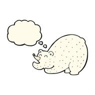 cartoon stretching polar bear with thought bubble N4