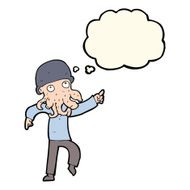 cartoon alien man dancing with thought bubble N7
