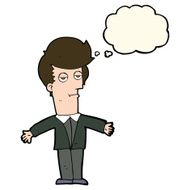 cartoon bored man with thought bubble N29