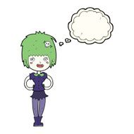 cartoon happy vampire girl with thought bubble N30