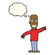 cartoon angry old man with thought bubble N110