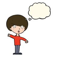 cartoon shocked boy with thought bubble N21
