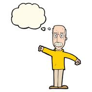 cartoon angry old man with thought bubble N111
