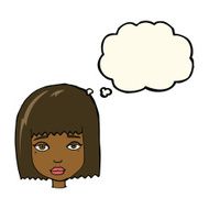 cartoon female face with thought bubble N110