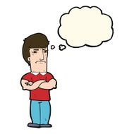 cartoon annoyed man with folded arms thought bubble N15