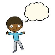 cartoon happy boy with thought bubble N165