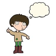 cartoon boy asking question with thought bubble N12