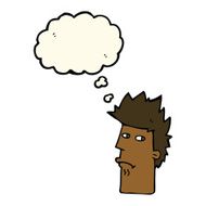 cartoon nervous expression with thought bubble N4