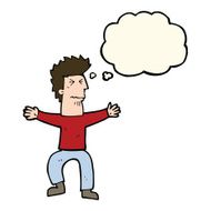 cartoon stressed out man with thought bubble N12