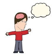cartoon man with brain thought bubble N8