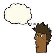 cartoon surprised face with thought bubble N14