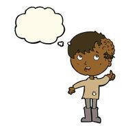 cartoon boy with growth on head thought bubble N28