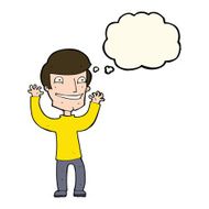cartoon excited man with thought bubble N55