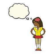 cartoon intelligent woman with thought bubble N14