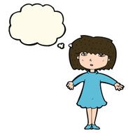 cartoon surprised woman with thought bubble N189