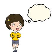cartoon surprised woman with thought bubble N190