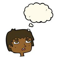 cartoon unhappy face with thought bubble N13