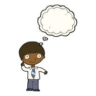 cartoon school boy with idea thought bubble N21