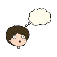 cartoon amazed expression with thought bubble N8