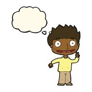cartoon happy boy with thought bubble N167