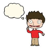 cartoon happy boy with thought bubble N168
