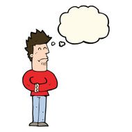 cartoon nervous man with thought bubble N107