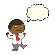 cartoon happy boy with thought bubble N169