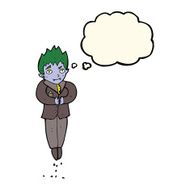 cartoon floating vampire with thought bubble N7