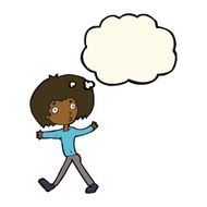 cartoon surprised man walking with thought bubble N7