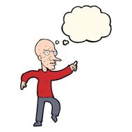 cartoon angry old man with thought bubble N112