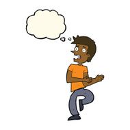 cartoon stressed out man with thought bubble N13