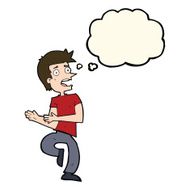 cartoon stressed out man with thought bubble N14