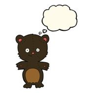 cartoon black bear cub with thought bubble N53