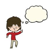 cartoon happy boy with thought bubble N171