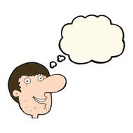 cartoon happy male face with thought bubble N15