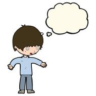 cartoon confused boy with thought bubble N6