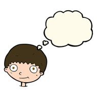 cartoon happy boy with thought bubble N174